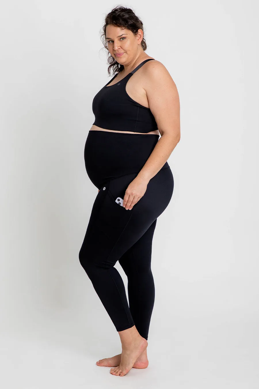 Maternity Support Full Length Legging with Pockets - Black