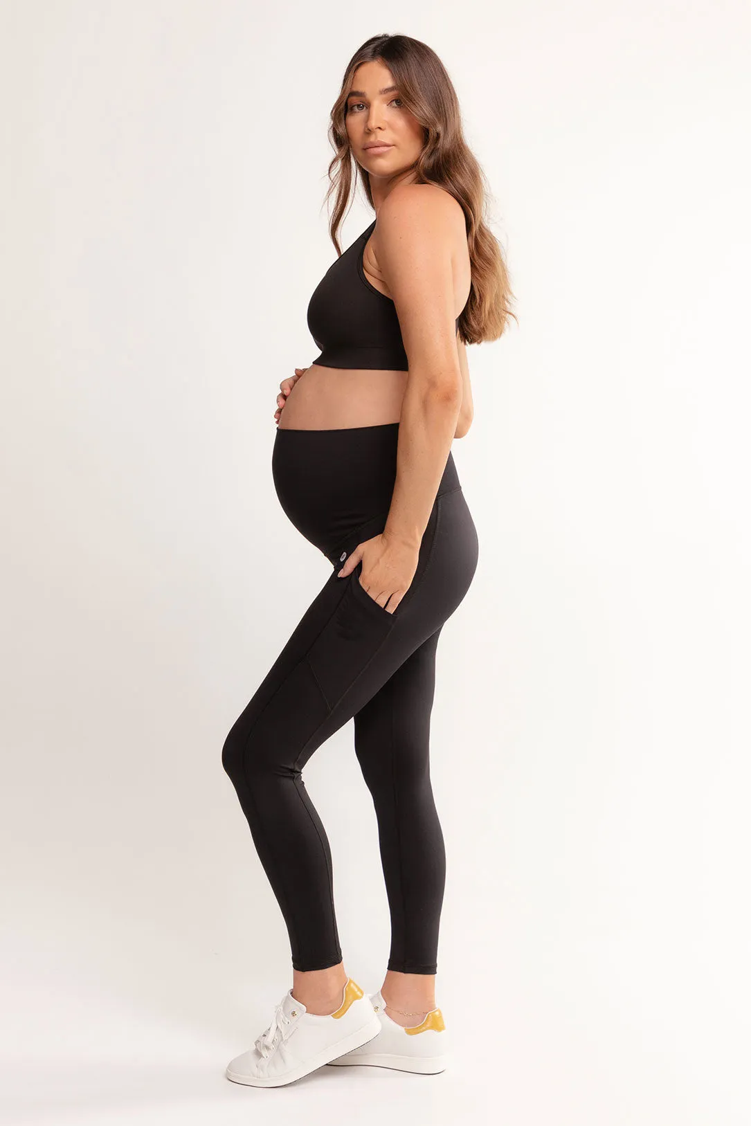 Maternity Support Full Length Legging with Pockets - Black