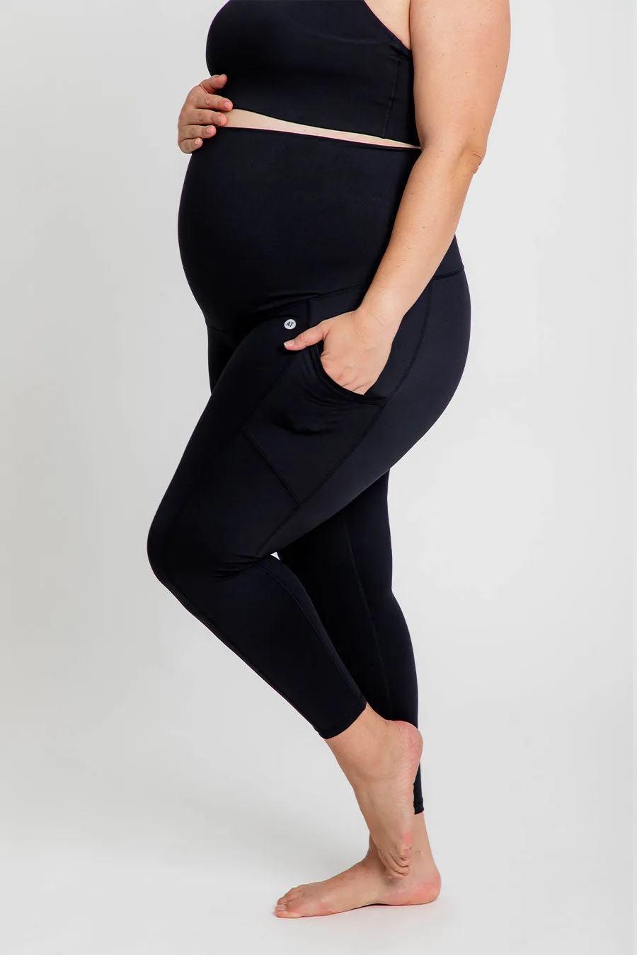 Maternity Support Full Length Legging with Pockets - Black