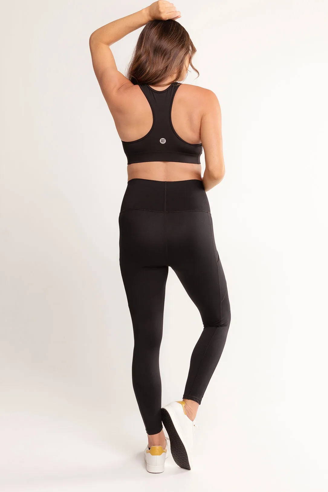 Maternity Support Full Length Legging with Pockets - Black