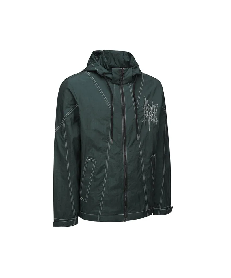 Men's Hoody Windbreaker Jacket - Green