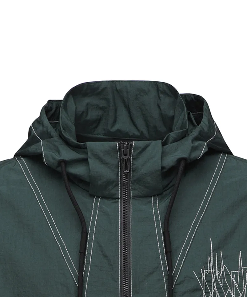 Men's Hoody Windbreaker Jacket - Green