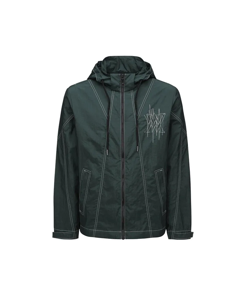Men's Hoody Windbreaker Jacket - Green