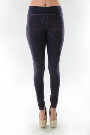 Mineral Washed Leggings in Denim Blue