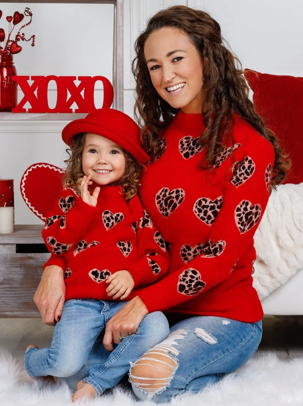 Mommy and Me Leaping Hearts Sweater