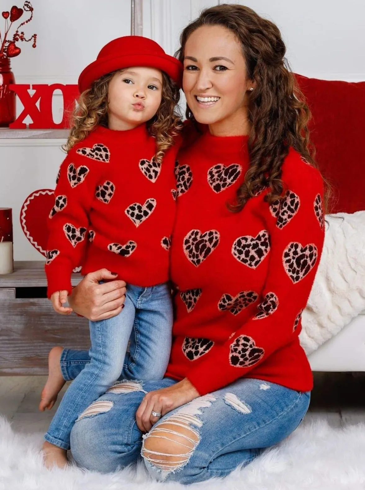 Mommy and Me Leaping Hearts Sweater