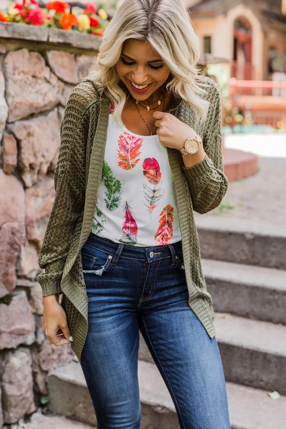Multicolor Aztec Feather Tank Top
