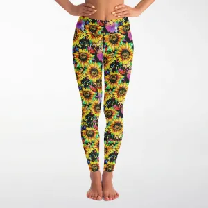 Neon Sunflower Leggings Paint Splatter