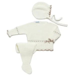 New In Juliana Unisex Cream Knitted 3 Piece Set
