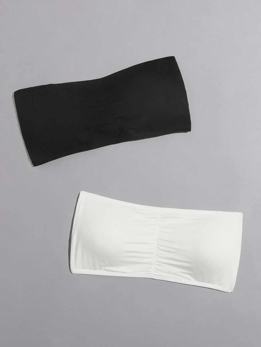 New Shein 2pack Ruched Bandeau Bra Set, Sz M!