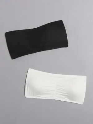 New Shein 2pack Ruched Bandeau Bra Set, Sz M!