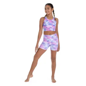 Nicole: Midi Length Bike Shorts in Dye to Match Print