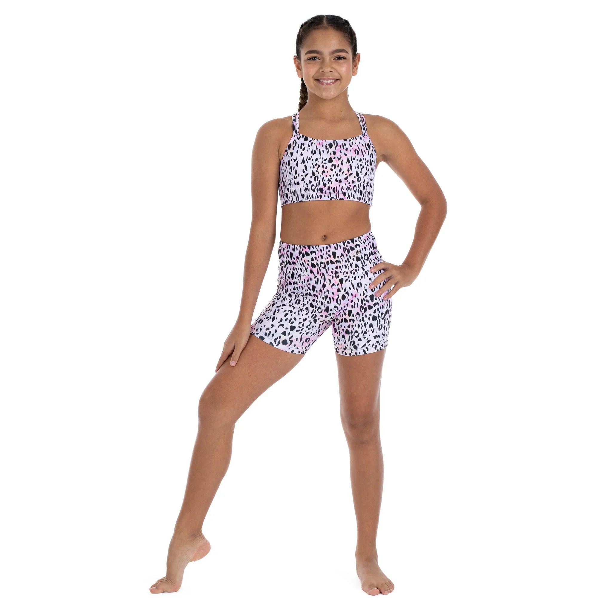 Nicole: Midi Length Bike Shorts in Sundaze Leopard Print