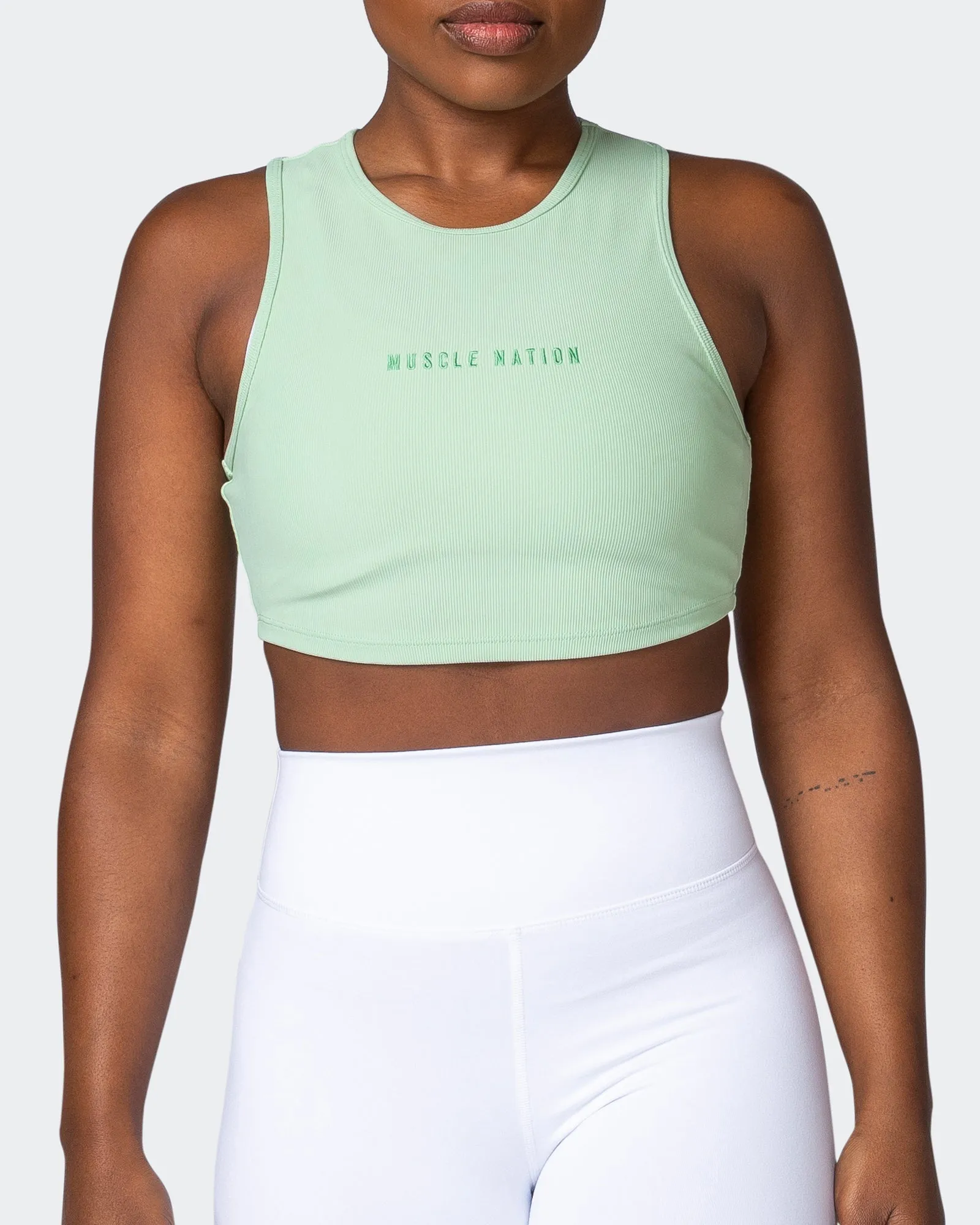 Off Duty Rib Cropped Tank - Pastel Green