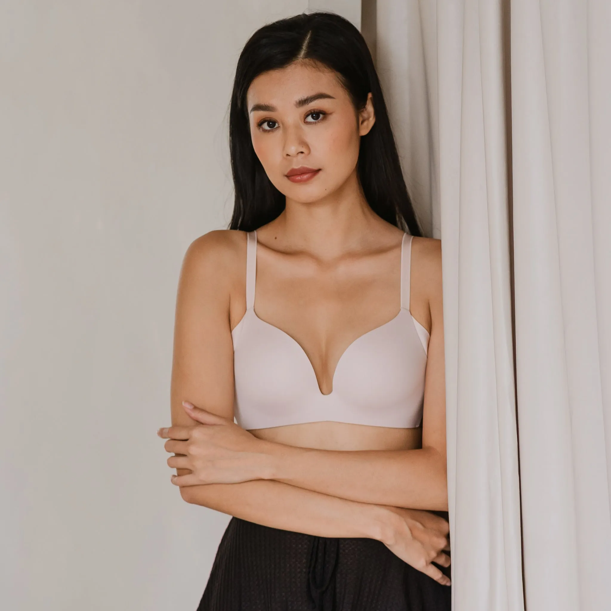Oh-So-Smooth Essential Wireless Push Up Bra in Peony Pink