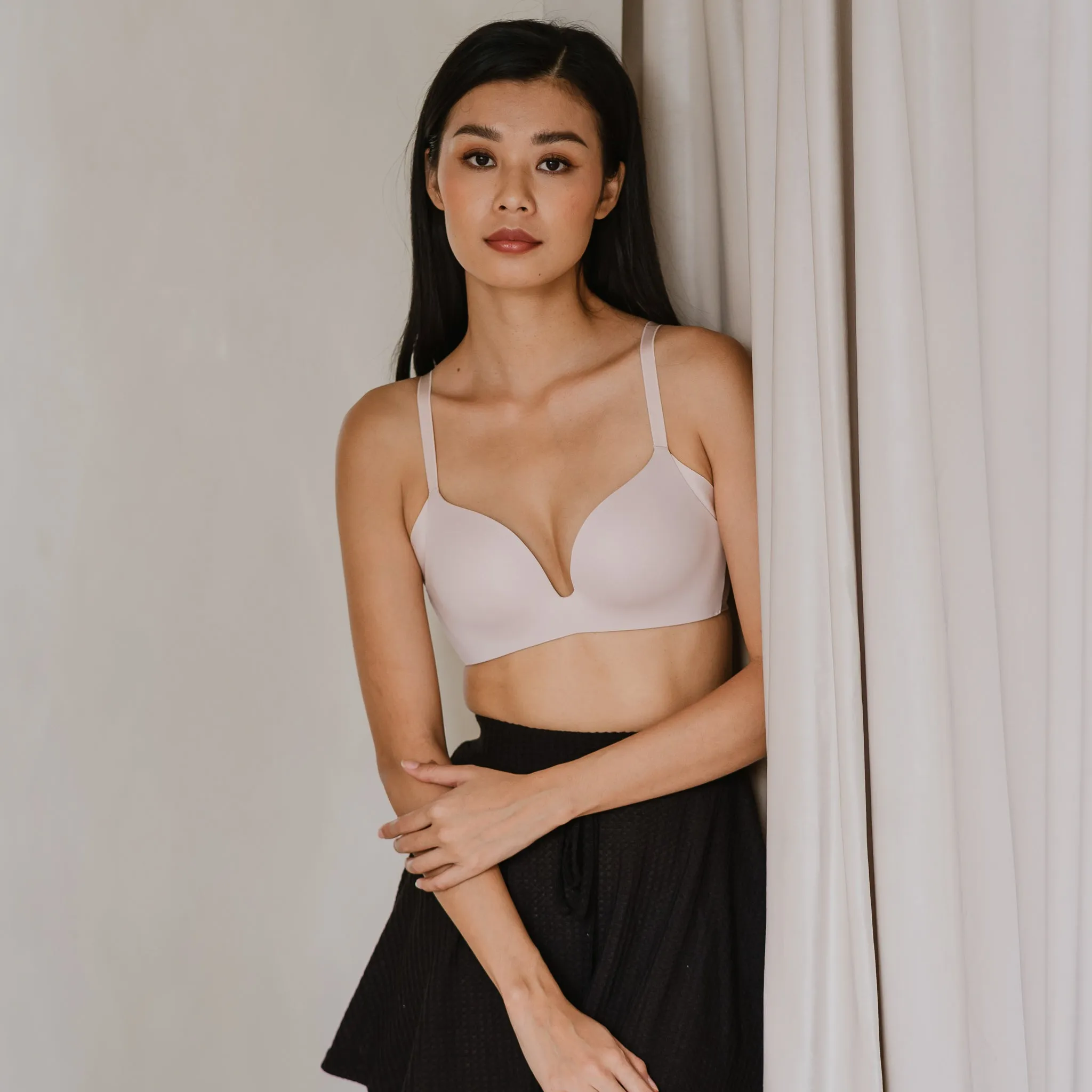 Oh-So-Smooth Essential Wireless Push Up Bra in Peony Pink