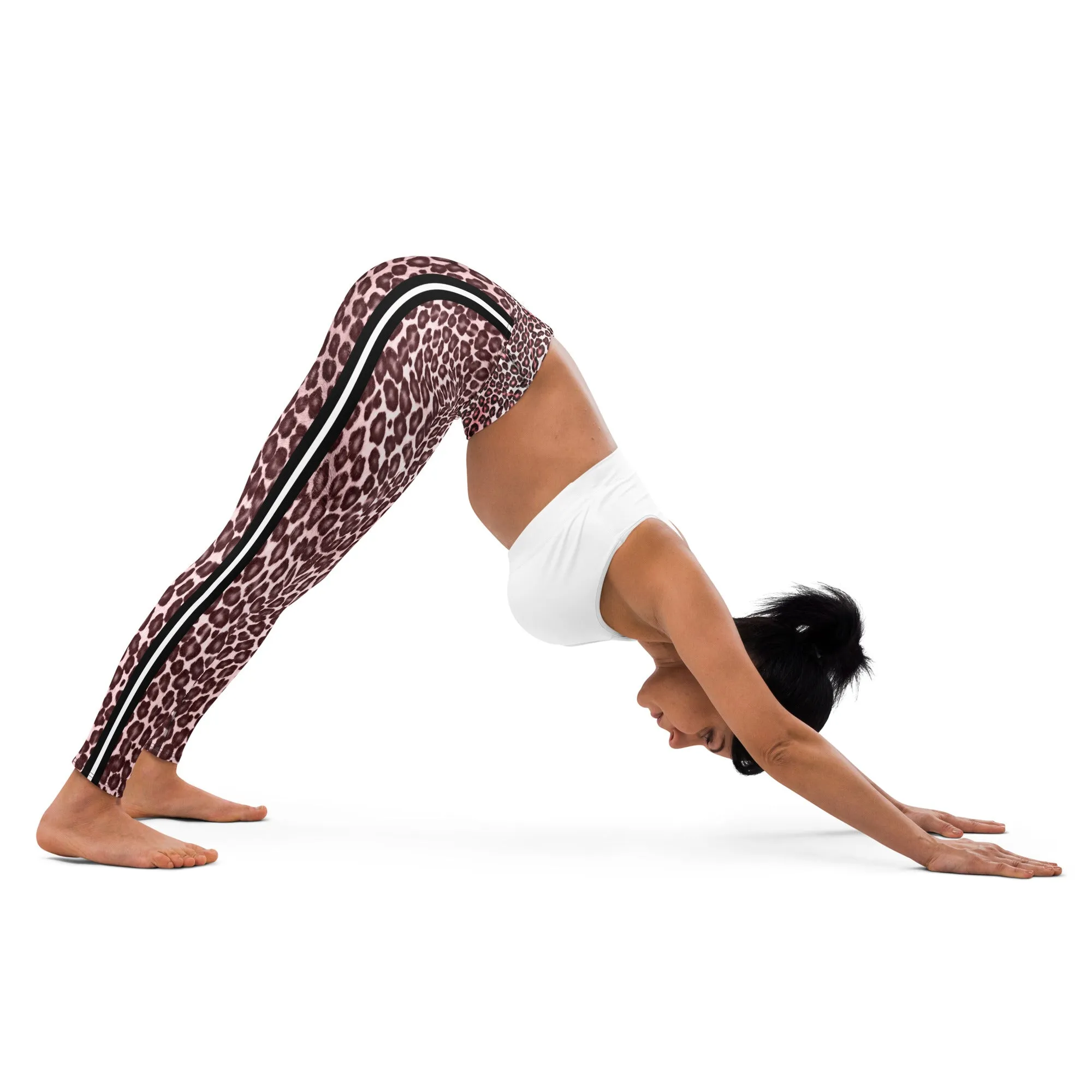 Pink Leopard W/Stipes Yoga Leggings