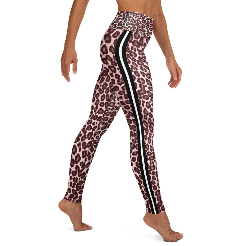 Pink Leopard W/Stipes Yoga Leggings