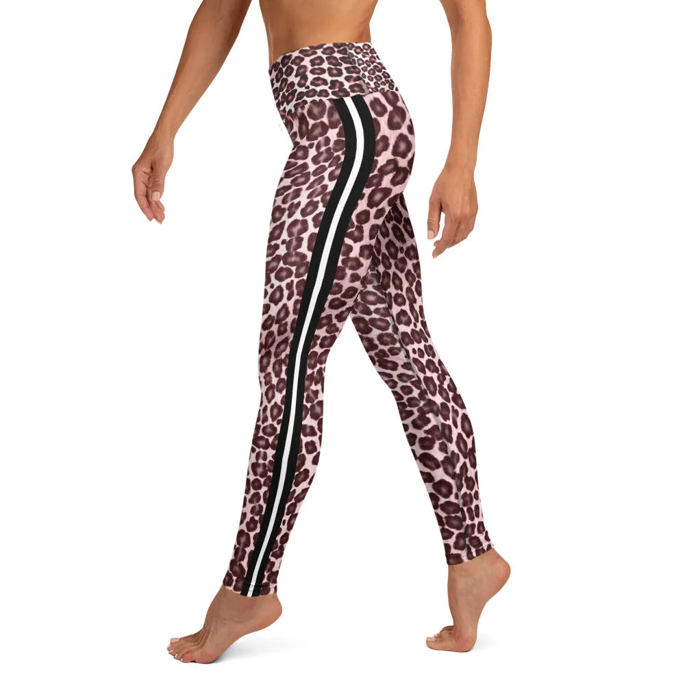 Pink Leopard W/Stipes Yoga Leggings