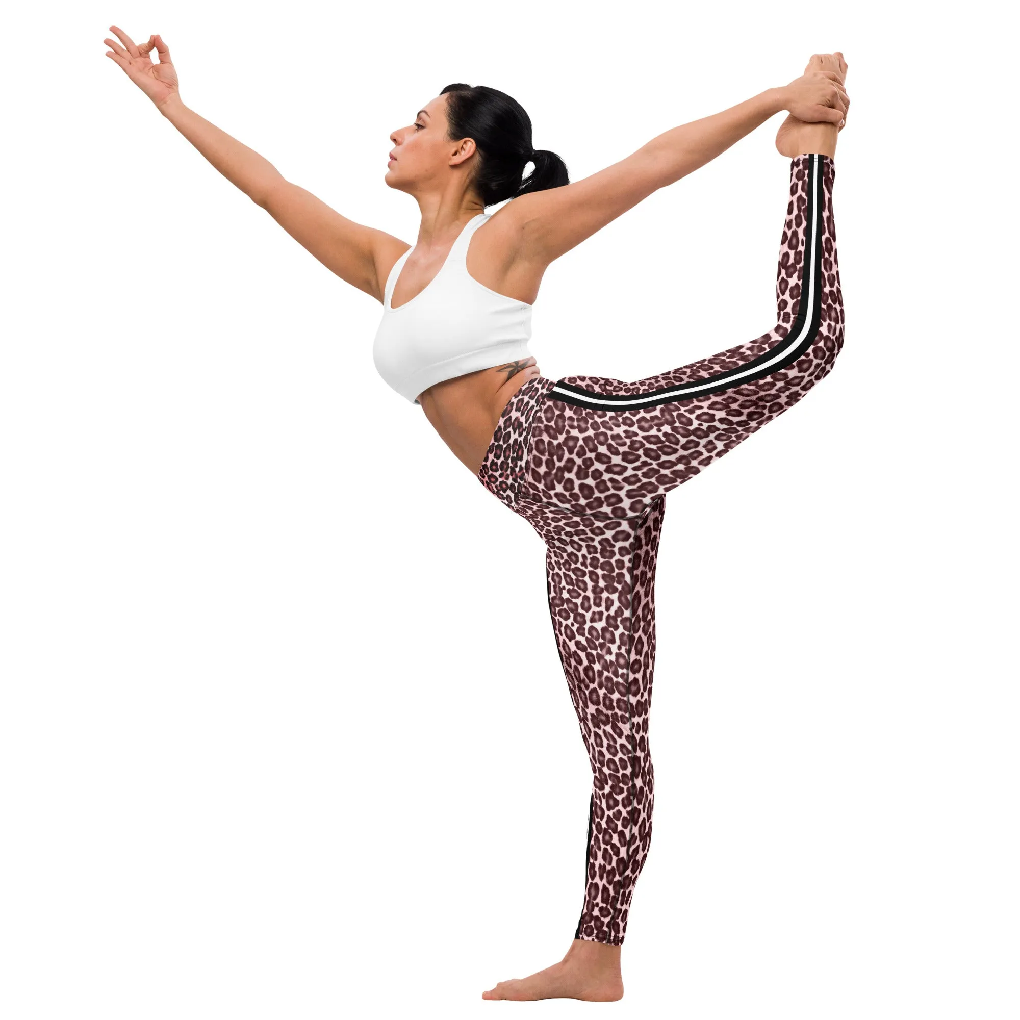 Pink Leopard W/Stipes Yoga Leggings