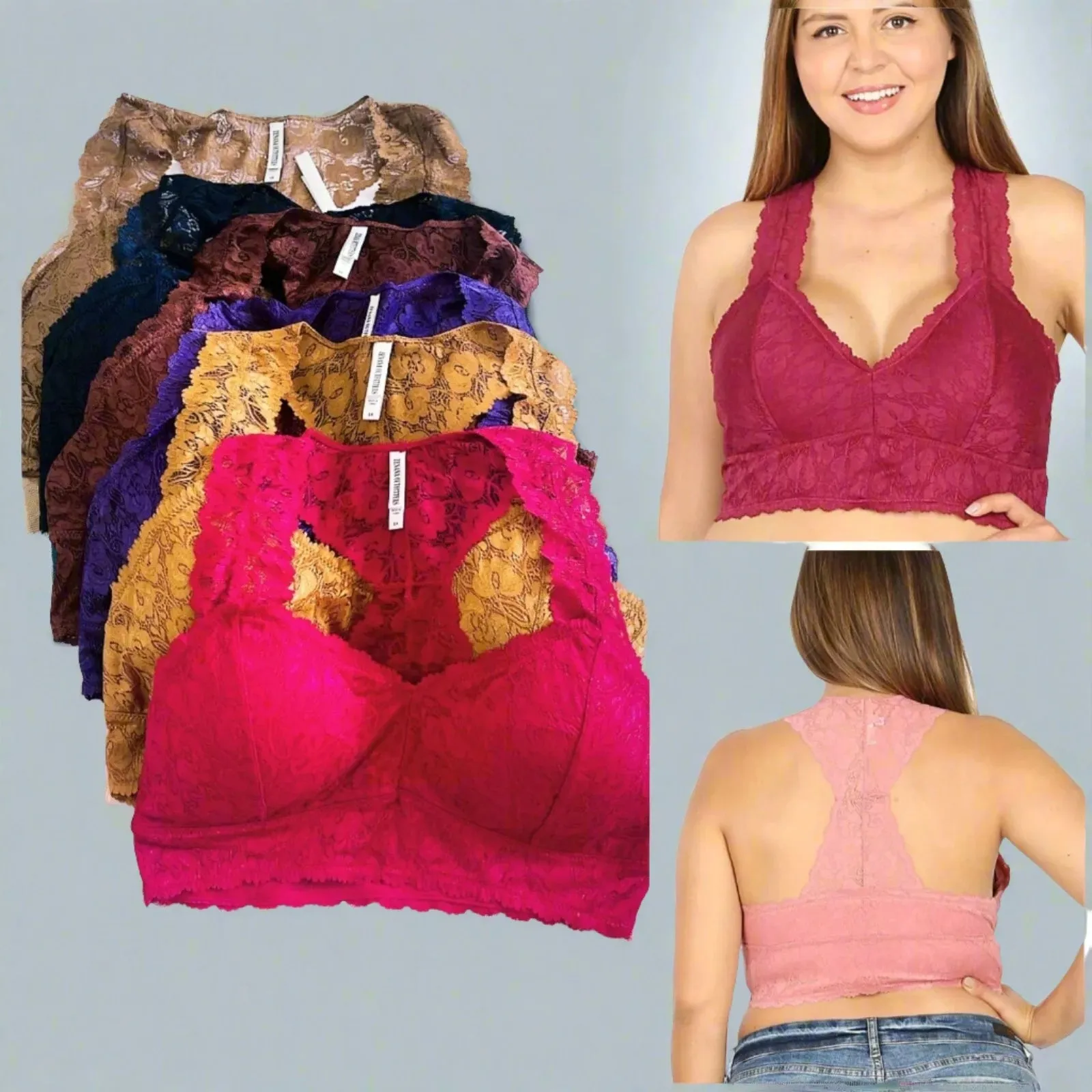 PLUS STRETCH LACE BRALETTE WITH REMOVABLE BRA PADS LT-6324XARMY