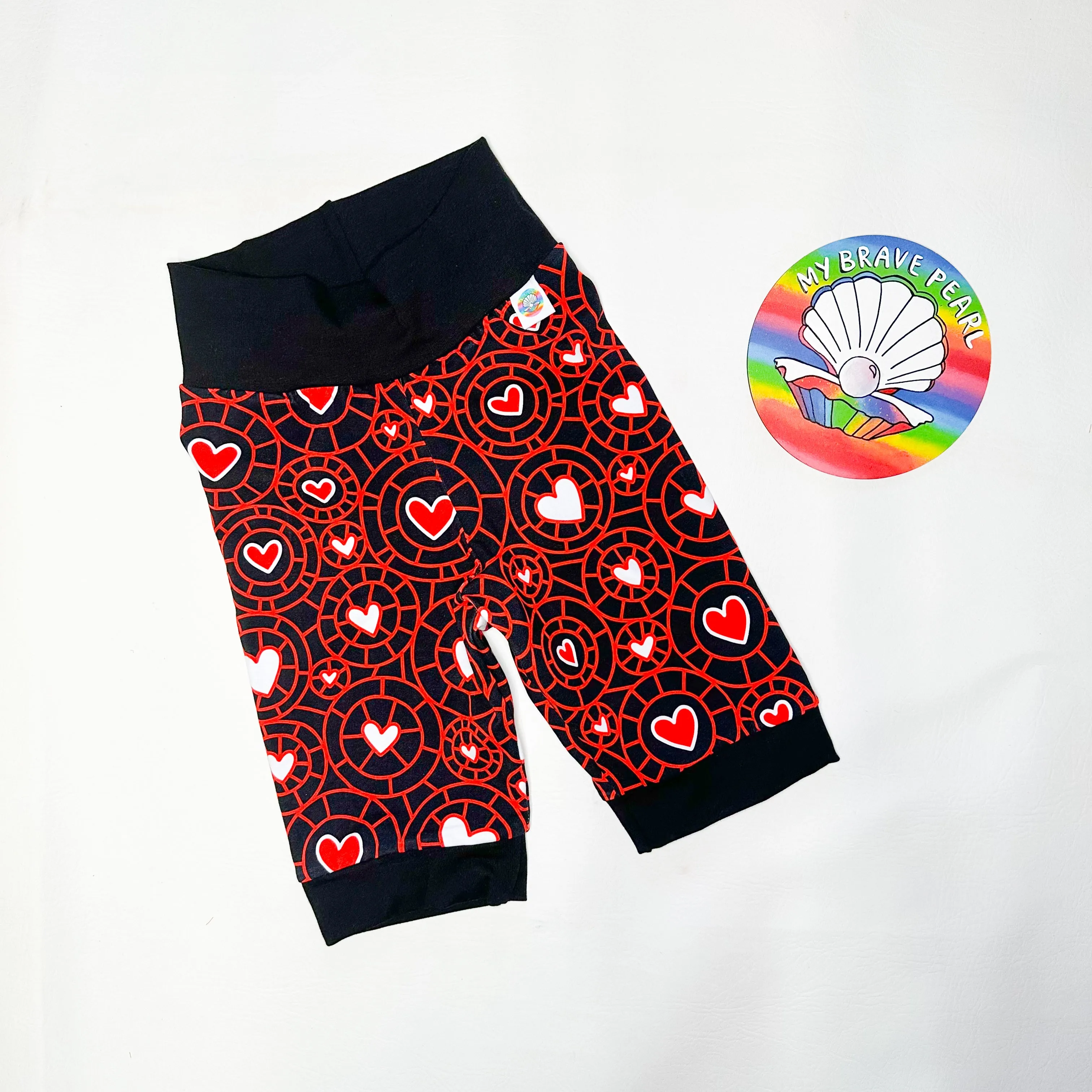 Ready To Ship 9-10Y Black/Red Hearts Cycling Shorts