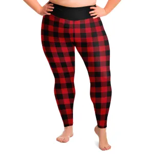 Red and Black Buffalo Plaid Plus Size Leggings 2X-6X Squat Proof