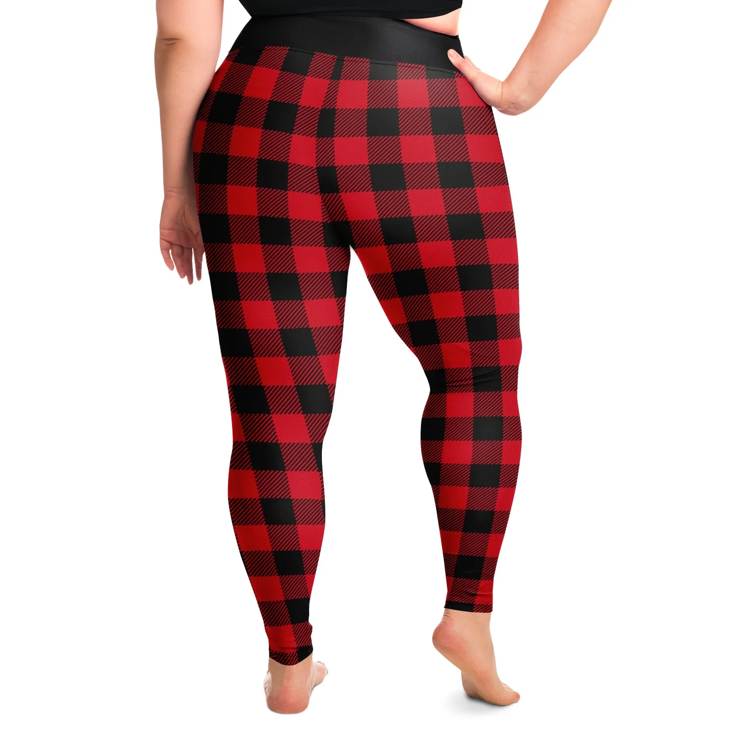 Red and Black Buffalo Plaid Plus Size Leggings 2X-6X Squat Proof