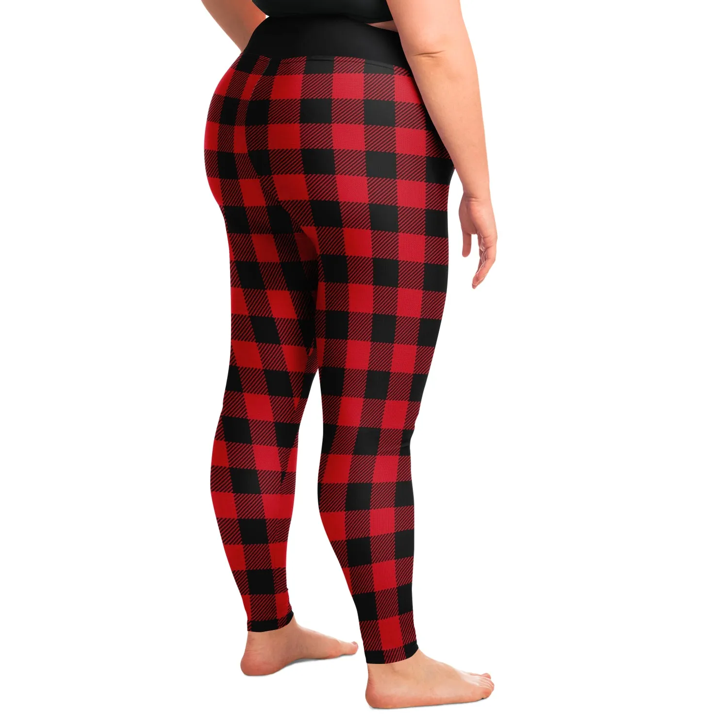 Red and Black Buffalo Plaid Plus Size Leggings 2X-6X Squat Proof