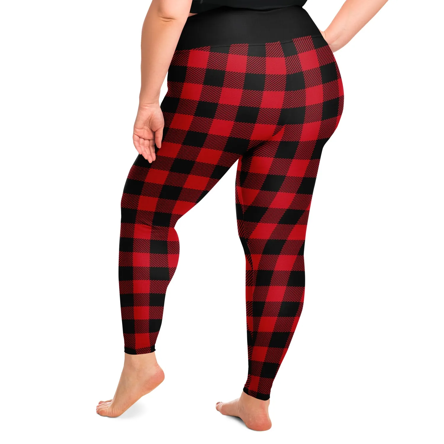 Red and Black Buffalo Plaid Plus Size Leggings 2X-6X Squat Proof