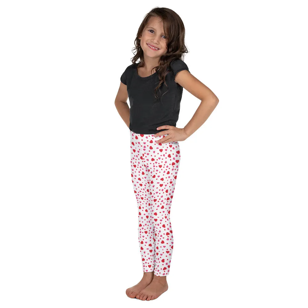Red Hearts on white - Valentine's Day - Kid's Leggings
