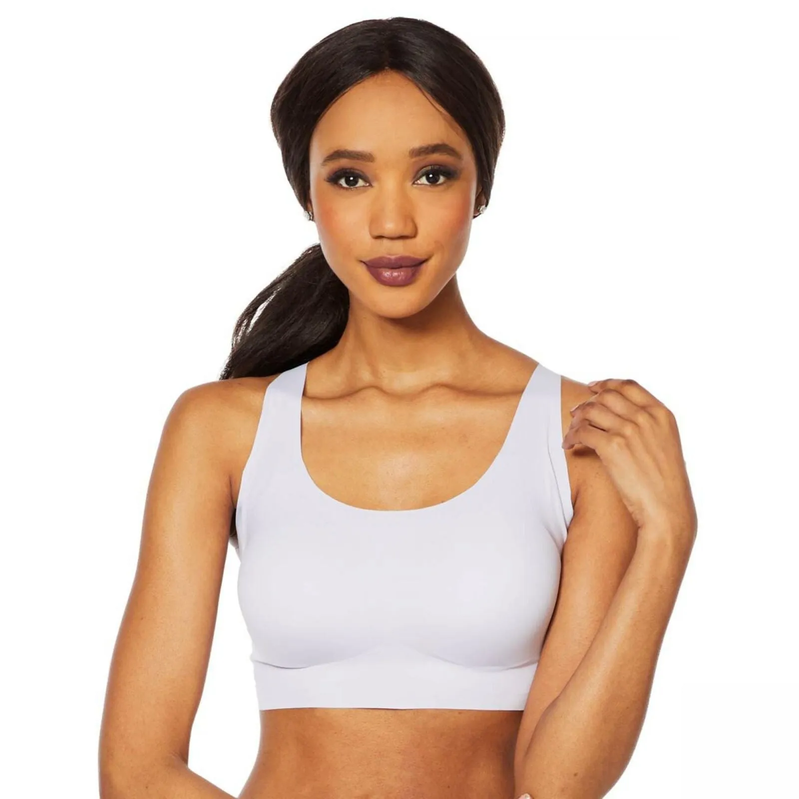 Rhonda Shear Women's Body Bra With Lace Back Lavender Large