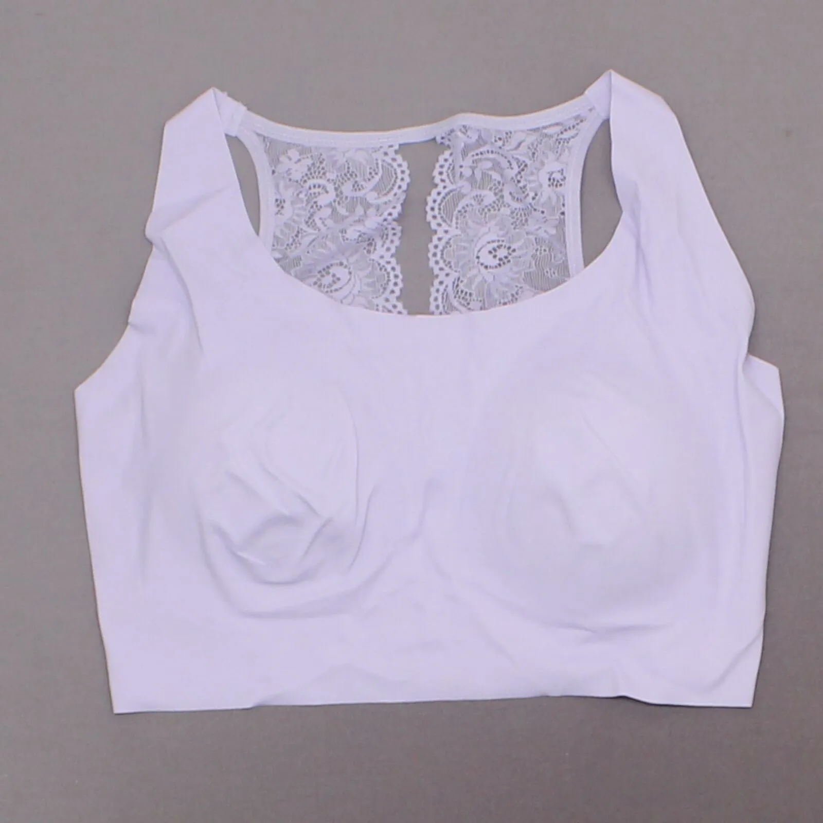 Rhonda Shear Women's Body Bra With Lace Back Lavender Large