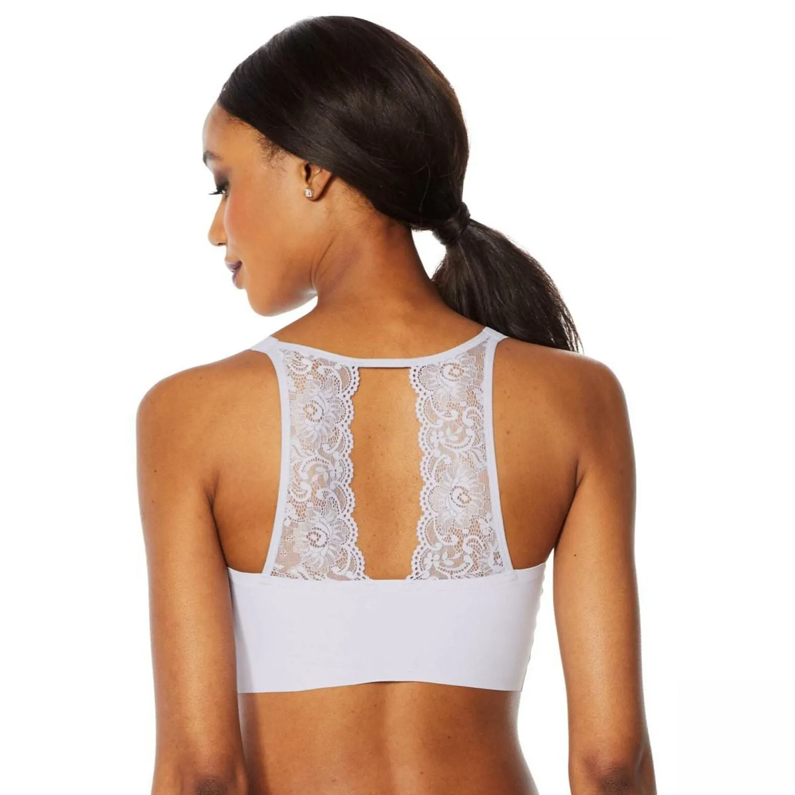 Rhonda Shear Women's Body Bra With Lace Back Lavender Large
