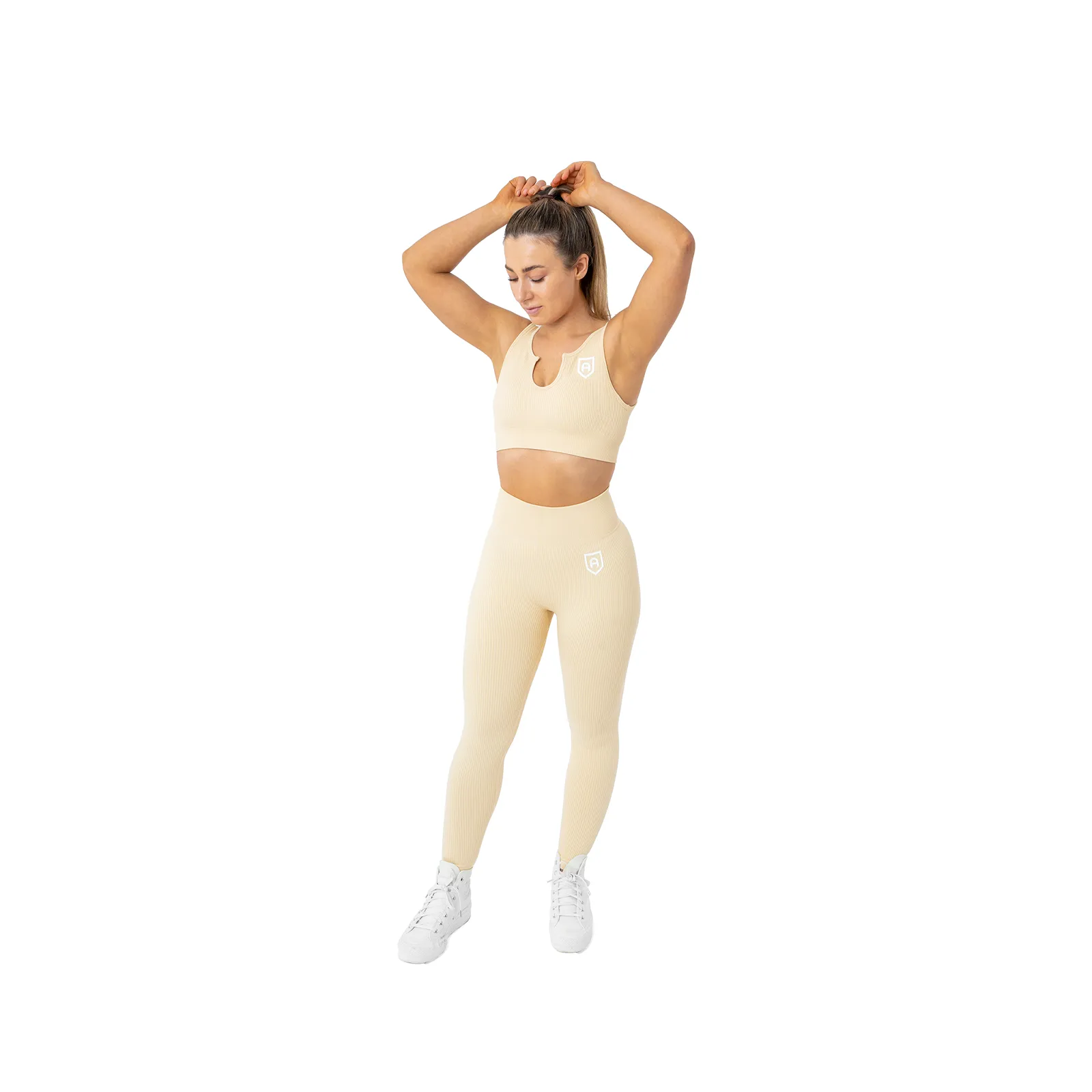 Ribbed Sports Bra - Beige