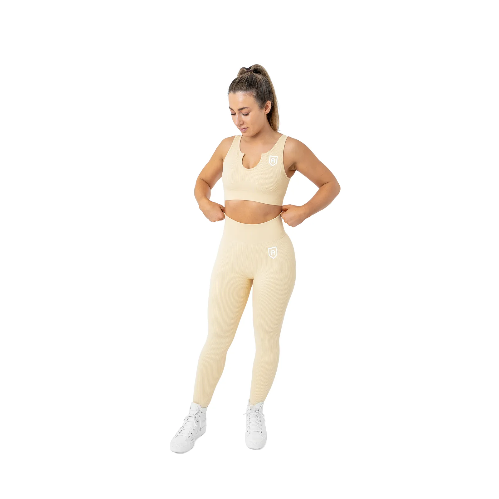 Ribbed Sports Bra - Beige