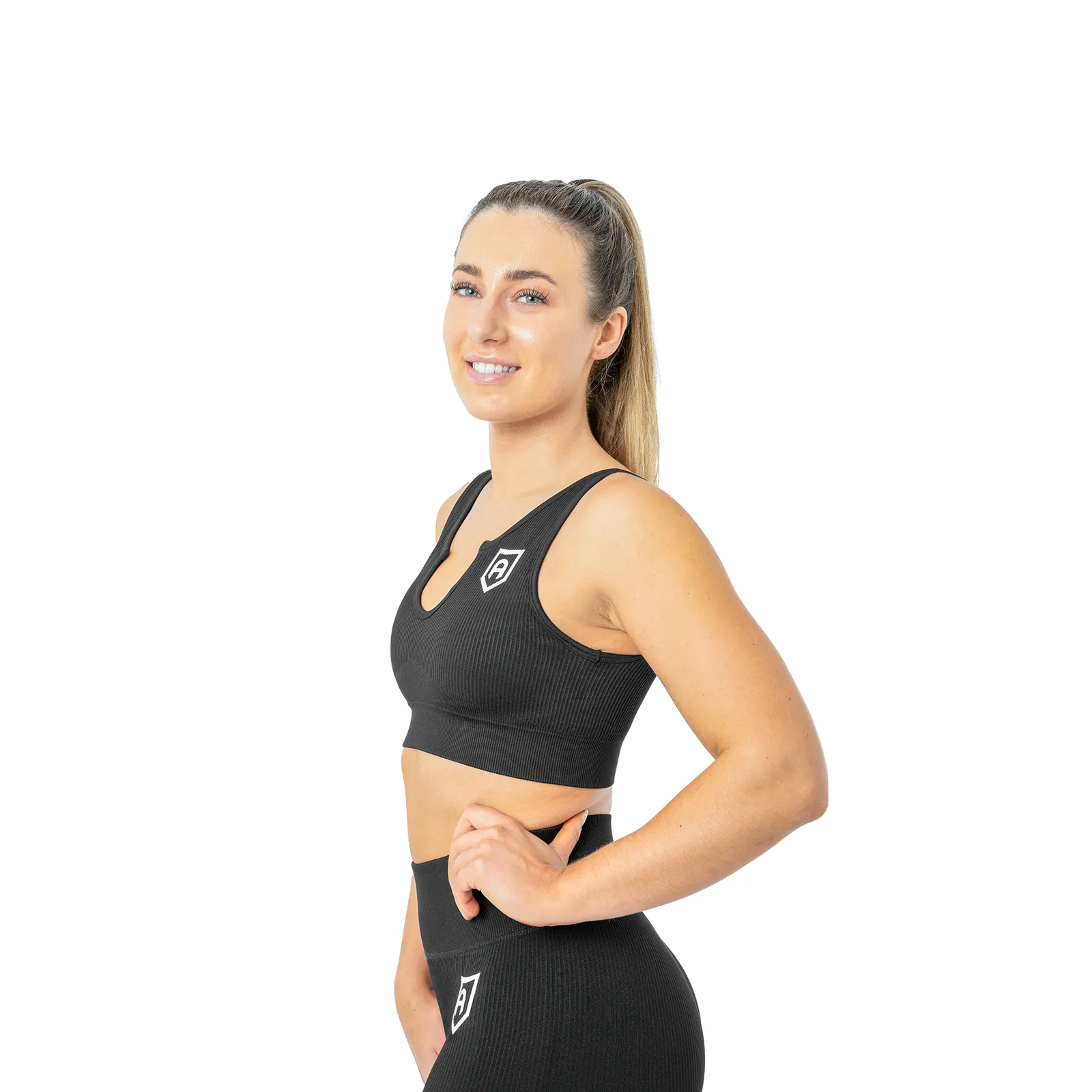 Ribbed Sports Bra - Black