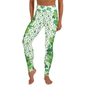 Shamrocks and Leprechaun Gnomes - Women's Yoga Leggings