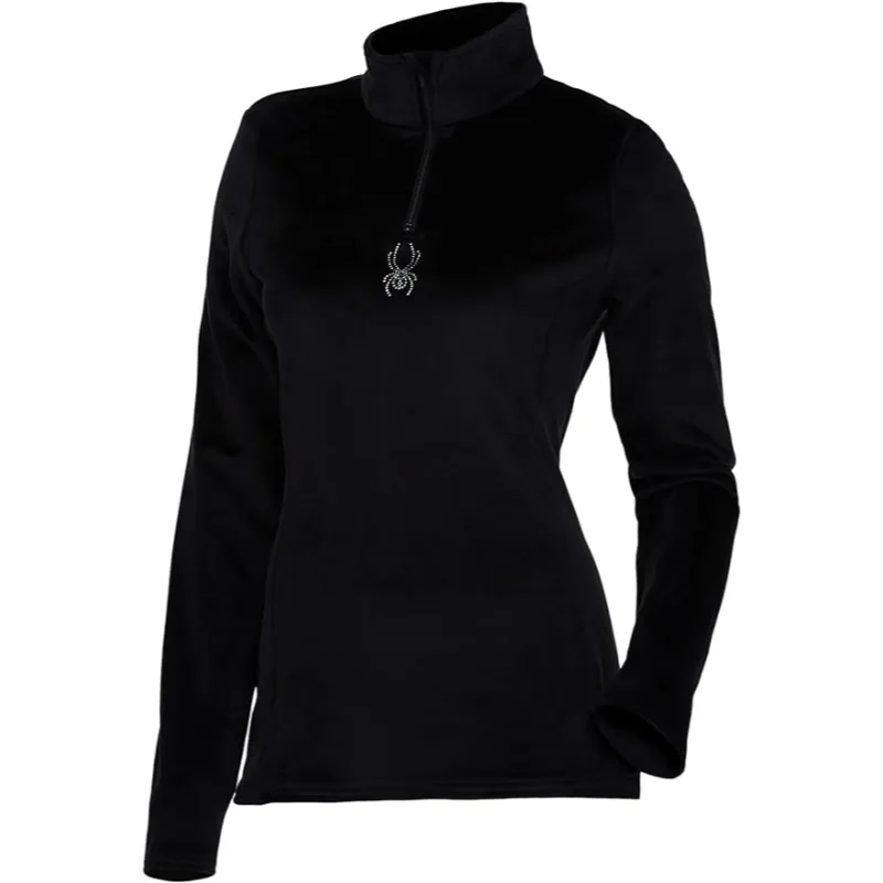 SPYDER Shimmer Bug Zip T-Neck Womens - Black