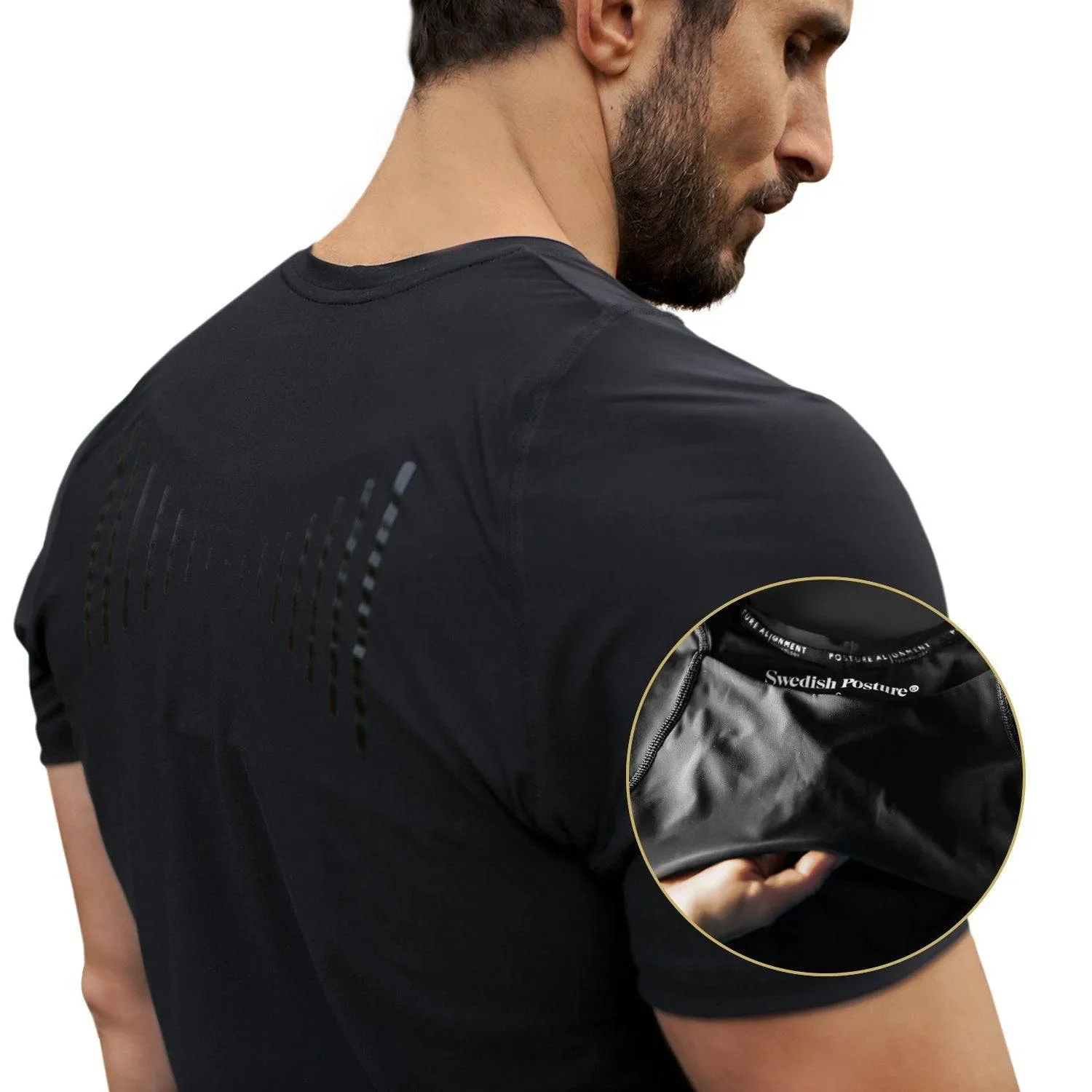 Swedish Posture - Posture Reminder T-Shirt for Men - Black/Small