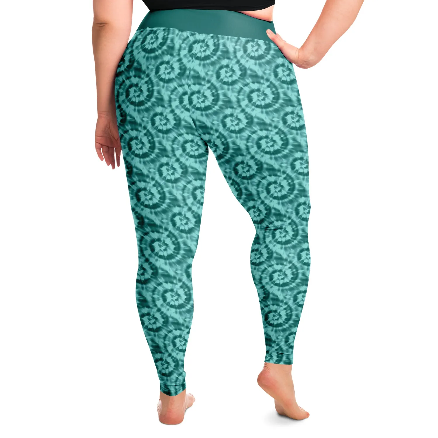 Teal Tie Dye Pattern Plus Size Leggings