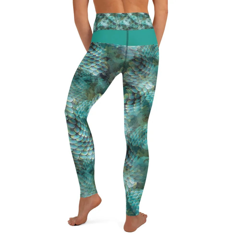 Turquoise Snakeskin - Yoga Leggings
