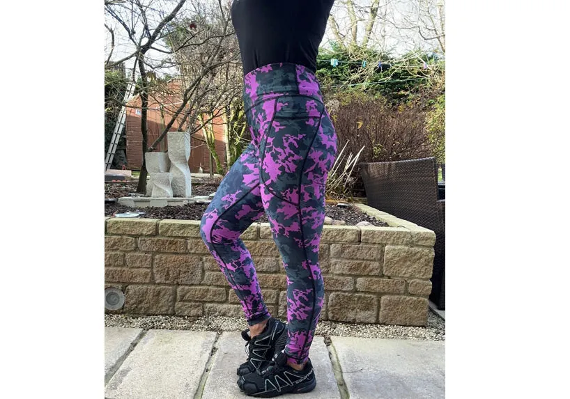 Winter Magenta Camo Leggings with Pockets