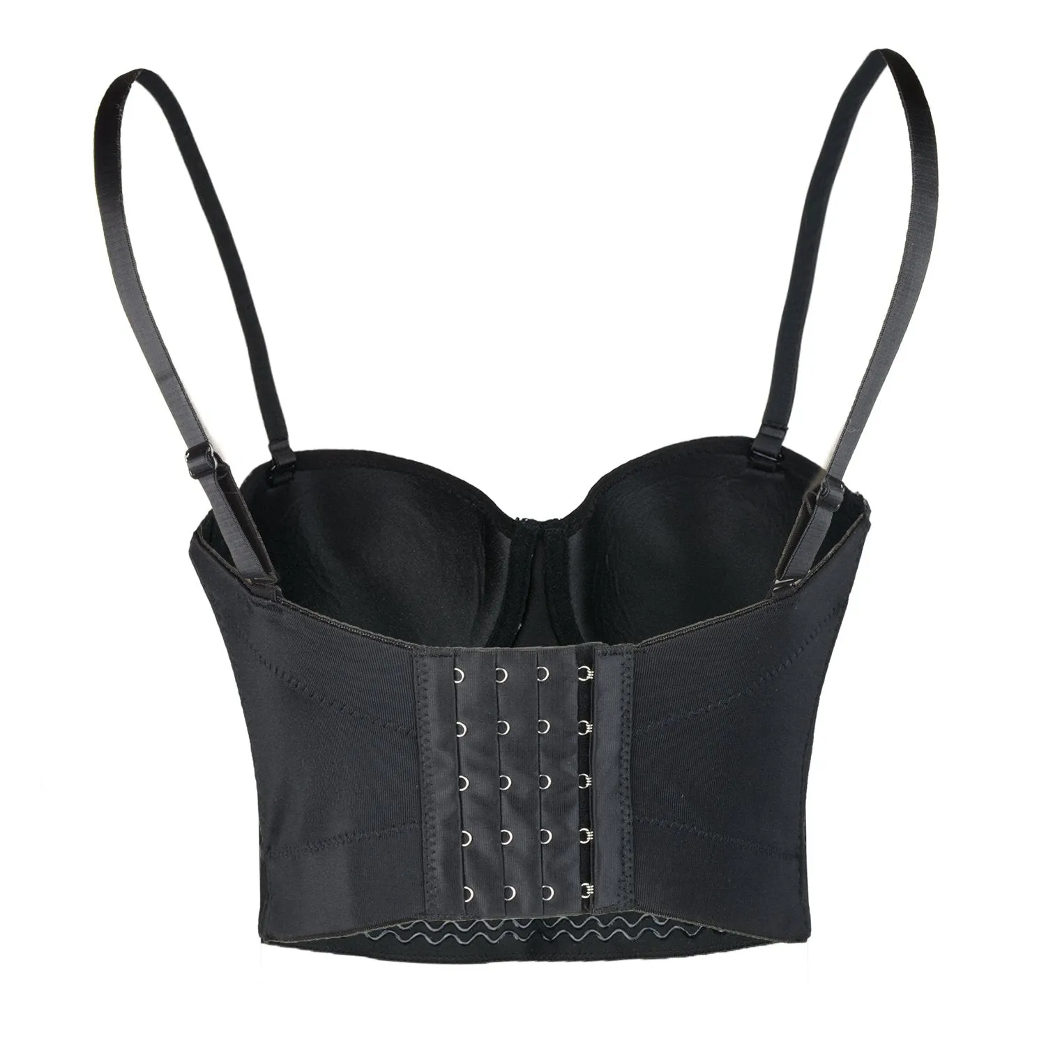 Women Embroidery Rose Smooth Bustier Crop Top Corset with Detachable Straps