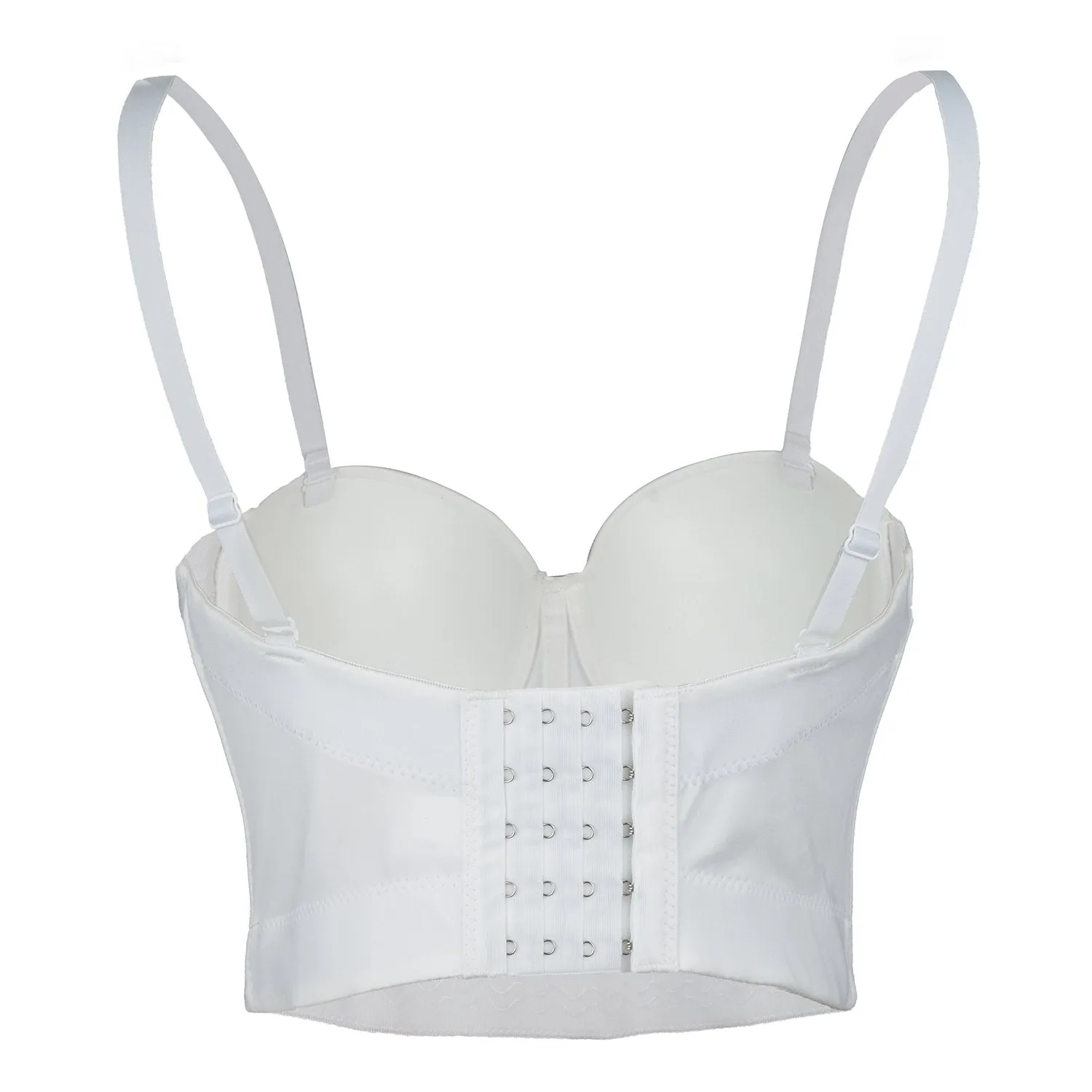 Women Embroidery Rose Smooth Bustier Crop Top Corset with Detachable Straps