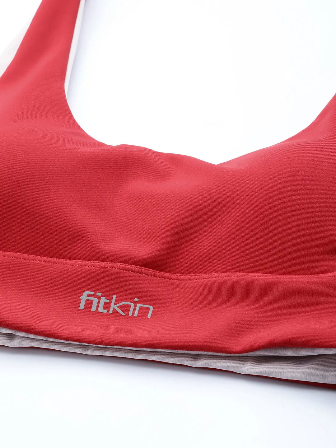 Women Red Bra Lightly Padded Reversible Workout Bra
