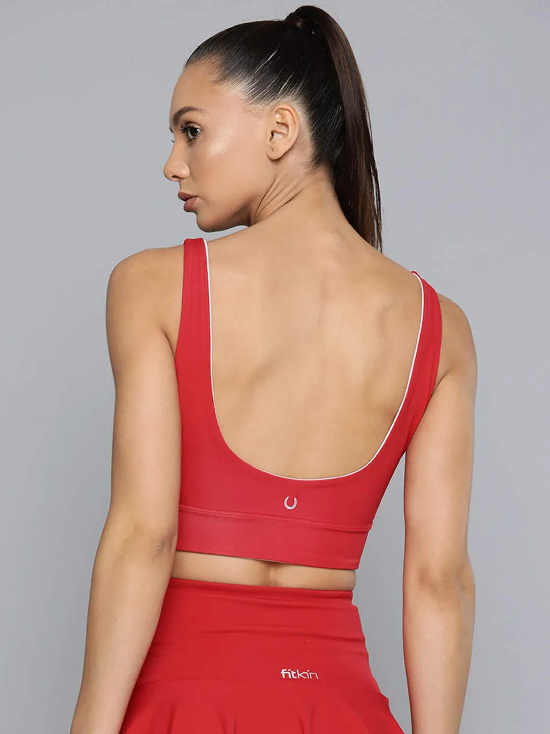 Women Red Bra Lightly Padded Reversible Workout Bra