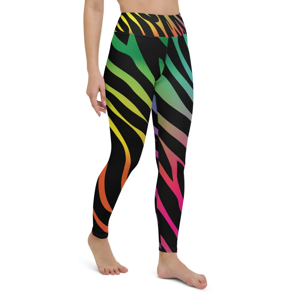 Women's Rainbow Zebra Yoga Leggings