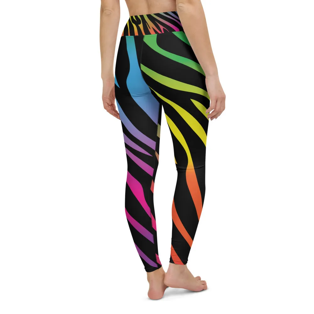 Women's Rainbow Zebra Yoga Leggings