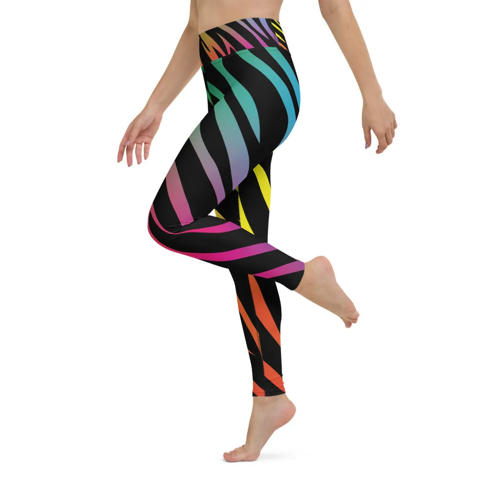 Women's Rainbow Zebra Yoga Leggings